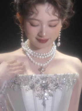 高级感多层巴洛克珍珠项链气质百搭氛围锁骨链复古宫廷轻奢颈链