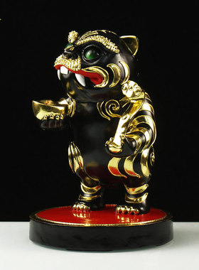 香樟木老虎摆件台湾虎爷将军神像客厅玄关办公室虎年装饰开业礼品