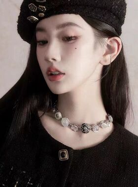 网红时尚千金黑金贝雷帽显脸子女小香风帽子韩版百粗花呢画家帽子
