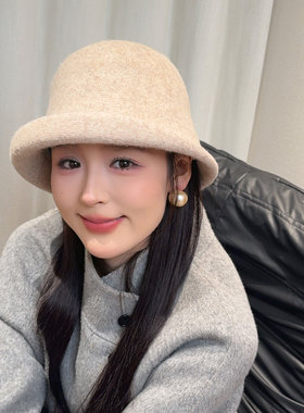 秋冬羊毛渔夫帽女显脸小老钱风