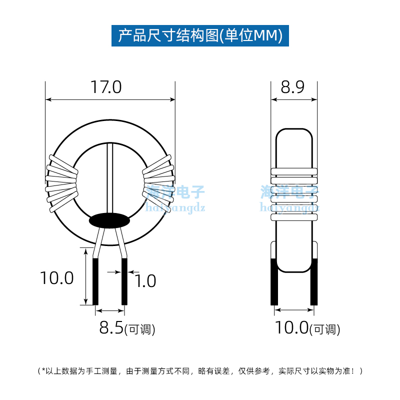 14*9*5 150UH 1.0线 分绕6圈 环型共模电感 磁环滤波器 大电流 - 图1