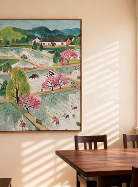 一二山春耕皇小小原创油画布装饰画新中式客厅书房沙发背景墙挂画