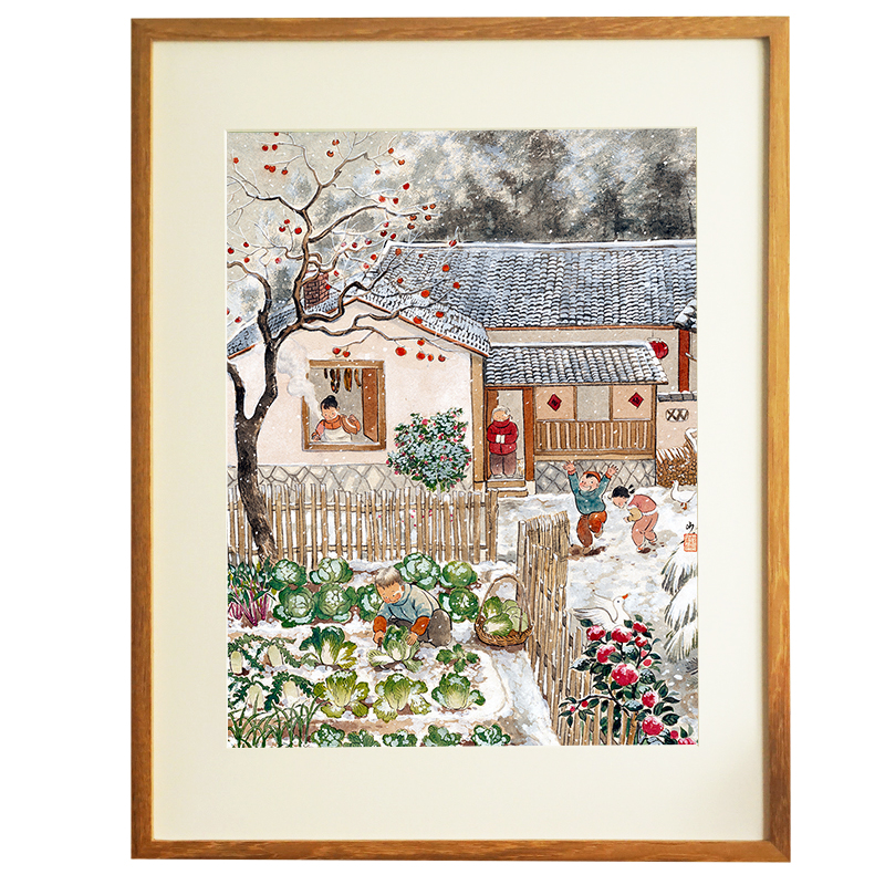 皇小小 大雪 节气一二山原创装饰画客厅餐厅挂画沙发背景墙电表箱