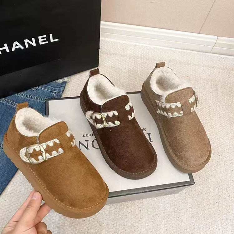 厚底加绒短筒雪地靴女2025冬季新款一脚蹬勃肯毛毛鞋保暖豆豆棉鞋,淘宝优惠券,粉丝福利购,淘宝优惠卷