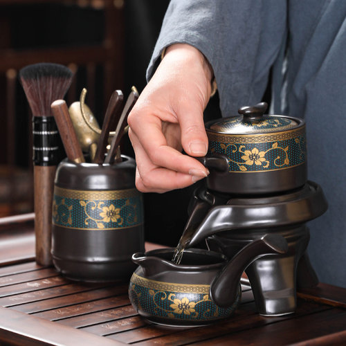 石磨自动功夫茶具套装懒人泡茶器家用时来运转茶具创意茶壶杯整套-图1