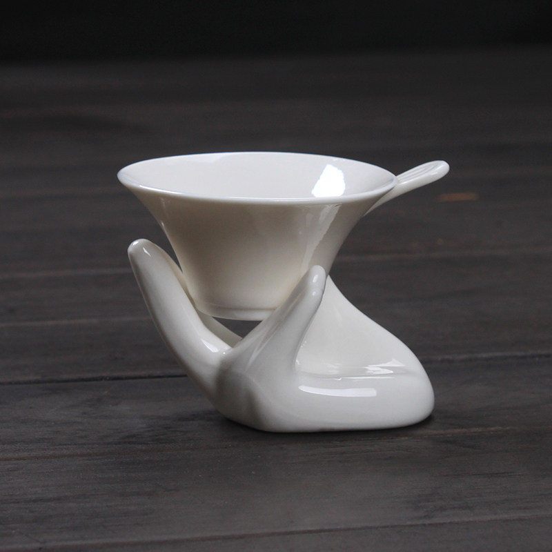 瓷牌茗陶瓷观音手托过滤网茶滤茶漏斗渣德化白玉瓷功夫具茶道配件_虎窝淘
