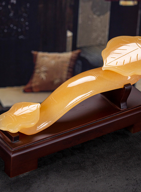 石诚记天然玉石如意摆件中式