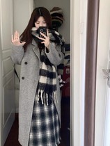 High sub-grey bifacial cashmere big coat lengthened to ankle spring autumn and winter 175 extra-long fur coats women