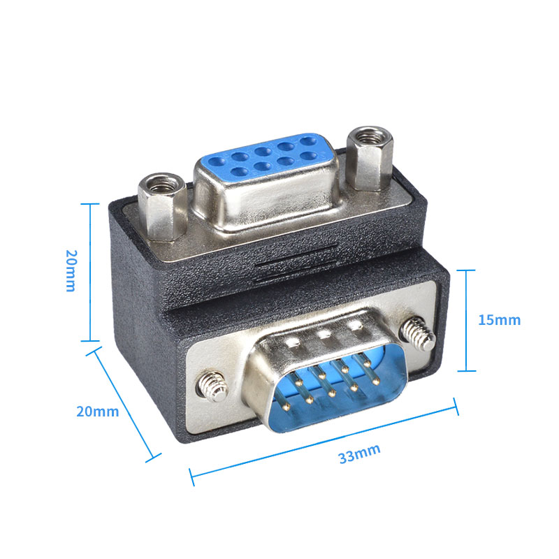 DB9针串口90度直角转换头 上下弯 RS232公接母头带螺丝大边朝内外 - 图3