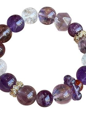 本命年转运上岸紫水晶手链女天然正品九紫离火手串设计款大珠子