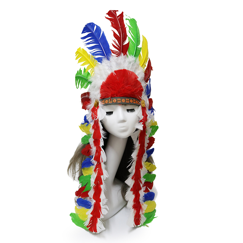 印第安土著野人羽毛头饰原始部落非洲鼓酋长帽子派对舞会演出道具-图3