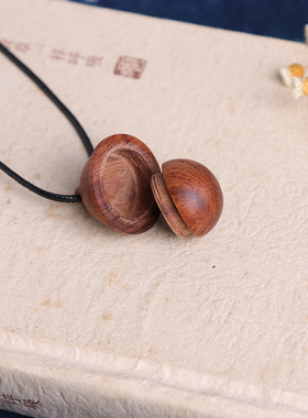 黑檀木木质可开盖宇宙长款项链