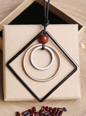 原创民族风毛衣链长女几何挂件