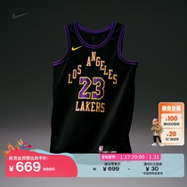 Nike Nike Official Los Angeles Lakers NBA Mens Speed Dry Jersey Winter New Stripes Comfort DX8506