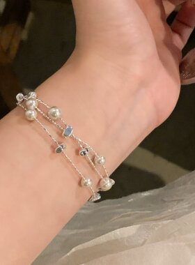 多层叠戴珍珠手链高级感手饰女