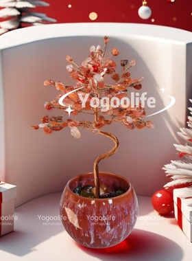 跨境热卖天然水晶招桃花发财树摆件桌面装手工艺品送女孩闺蜜礼物