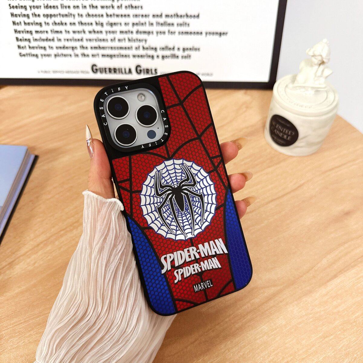 CASE镜面蓝红蜘蛛侠苹果16Pro适用iPhone15ProMax14明星同款13pro网红卡通艺术家联名磁吸手机壳12防摔保护,淘宝优惠券,粉丝福利购,淘宝优惠卷
