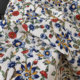 Lin Shiba ຕະຫຼາດດອກໄມ້ງາມລີສອດແບບ Retro Floral Skirt Round Neck Puff Sleeve Waist Sweet A-Line Dress