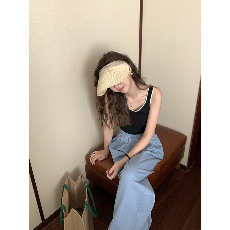 纯欲吊带针织背心女2022夏内搭别致无袖短款美背上衣
