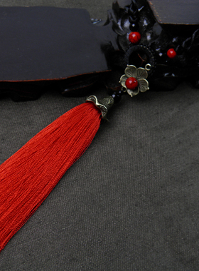 云南民族风长款红色百搭流苏项链