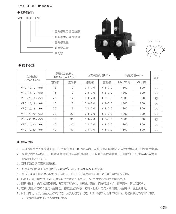 银川长城液压叶片泵VPC-25S VPC-12/12 VPC-15/12 VPC-20/12 - 图2