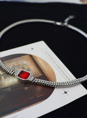 青岛黛美舒饰品张红色锆石锁骨项链女百搭高级感小众时尚简约颈链