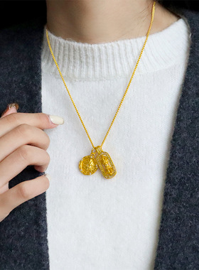青岛黛美舒饰品石黄财神金刚杵项链精致轻奢百搭气质高级感锁骨链