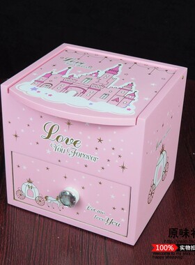 卡通木质首饰盒 可爱化妆收纳盒凯蒂猫饰品盒 送女生女孩六一礼物