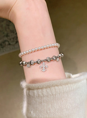 鸢尾雪花猫眼手链贵气高级感镶钻