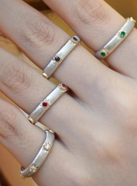 织纹雕金手工拉丝宫廷双色金戒指