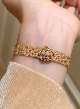 米兰尼斯表带山茶花腕带镶钻手链