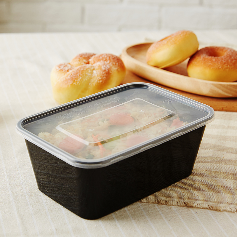 长方形1250ML加厚一次性餐盒黑色打包盒快餐便当外卖饭盒汤碗包邮 - 图3
