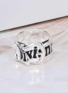 西太后银色腰带扣宽环男女戒指