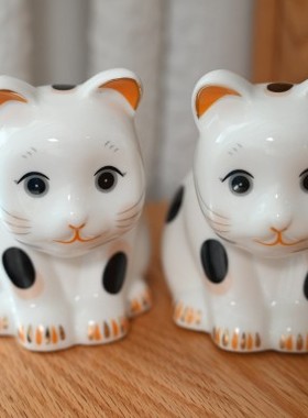 出口日本可爱鞠躬祈福招财猫陶瓷摆件