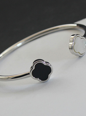 黑白色四叶草韩版手环明星同款