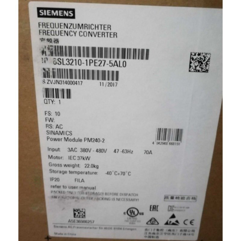 西门子G120变频器6SL3210-1PE32-1AL0功率模块PM 240-2110KW 205I - 图3