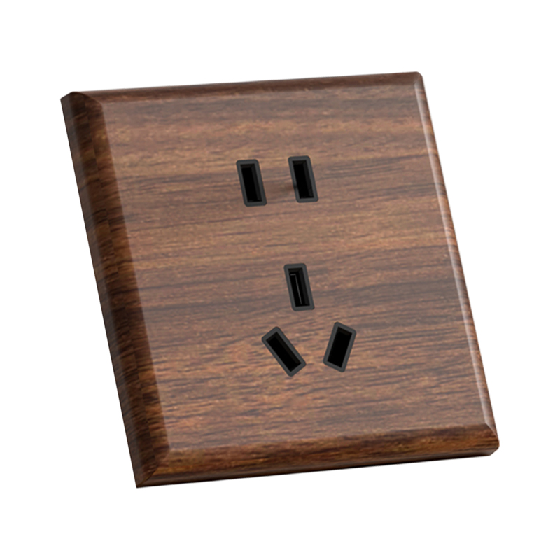 国际电工官方黑胡桃木黄铜拨杆LED仿古实木美式复古开关电源插座 - 图3