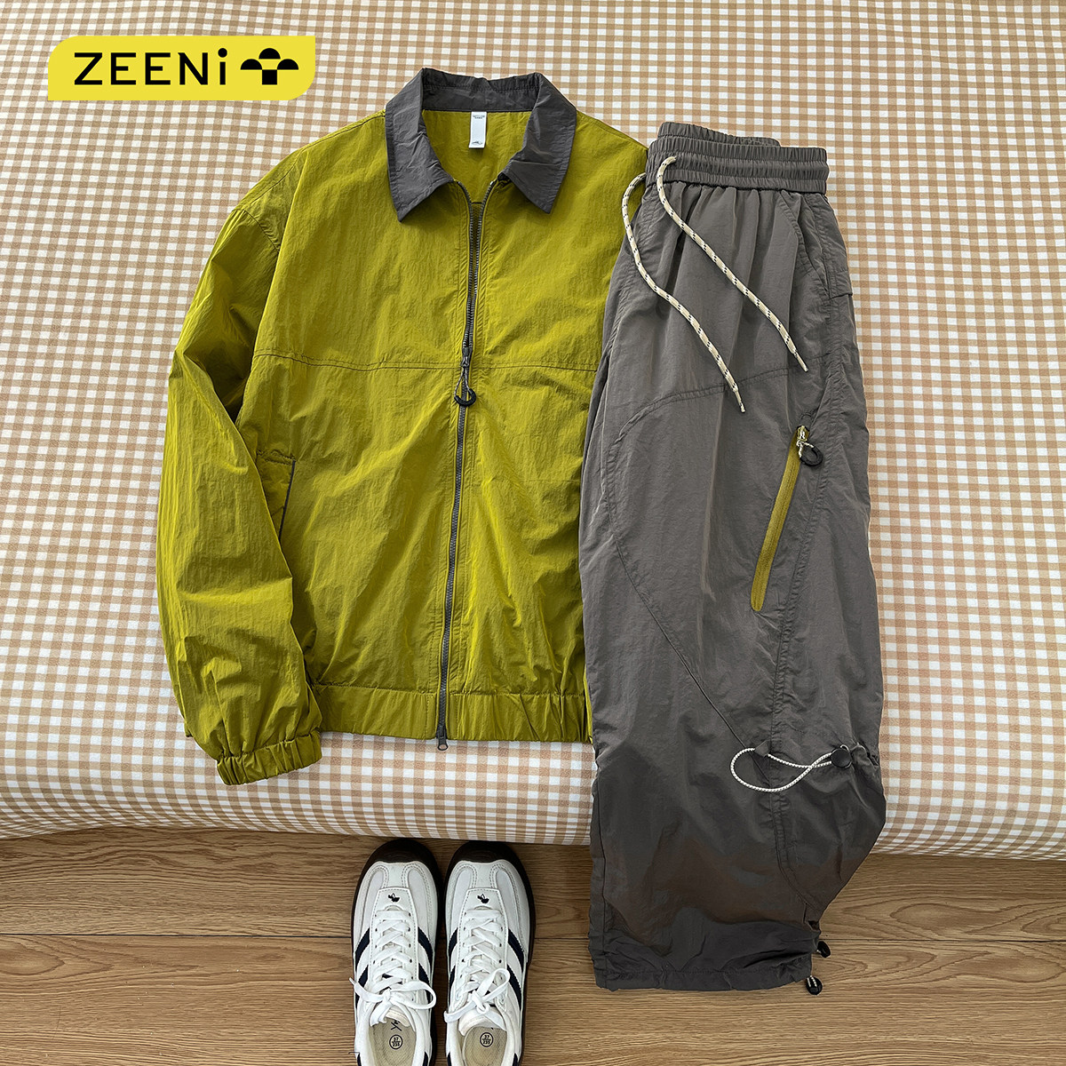 ZEENI 户外机能风撞色翻领防泼拒水夹克外套女速干裤休闲运动套装,淘宝优惠券,粉丝福利购,淘宝优惠卷