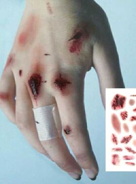 吓人恶作剧割腕淤青擦伤万圣节
