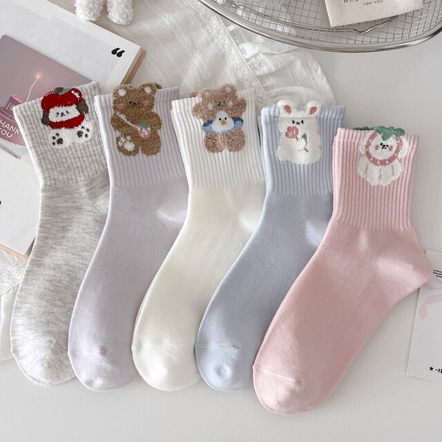ເດັກຍິງ Plush ຫມີ Socks ເດັກນ້ອຍພາກຮຽນ spring ແລະດູໃບໄມ້ລົ່ນກາງທໍ່ຖົງຕີນສະບັບພາສາເກົາຫຼີໃຫມ່ກາຕູນດູໃບໄມ້ລົ່ນສີດູໃບໄມ້ລົ່ນແລະລະດູຫນາວກາງຫາຂະຫນາດໃຫຍ່ຂອງເດັກນ້ອຍເດັກຍິງ