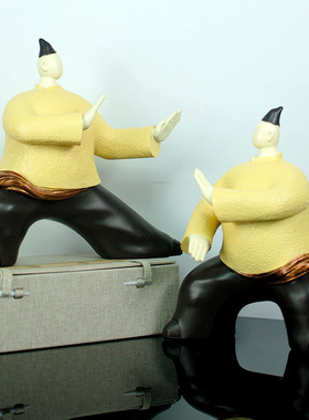 创意新中式抽象太极人物客厅玄关