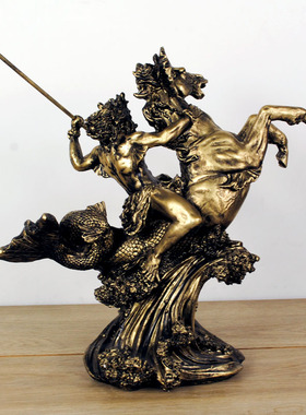 树脂欧式复古波塞冬雕像雕塑摆件