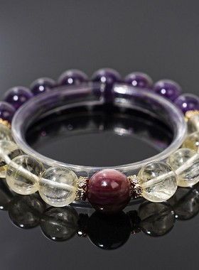 新款网红紫水晶黄水晶伴侣手链转运珠时尚个性款直播同款闺蜜礼物