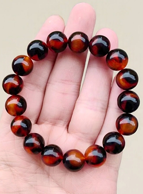 12mm红花满血甲壳花色转运珠手串