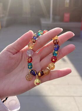 多宝金箔琉璃手串十全十美醒狮