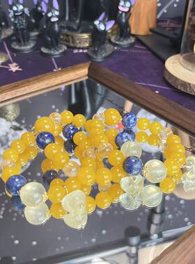 【琼浆玉露】天然黄玛瑙青金石油画感手串黄塔晶柠檬晶元宝小众款