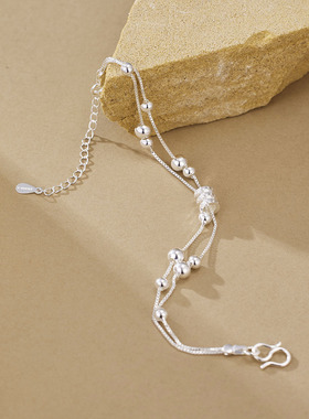 小蛮腰手链女生双层珠子手饰简约森系ins小众设计新款礼物手饰