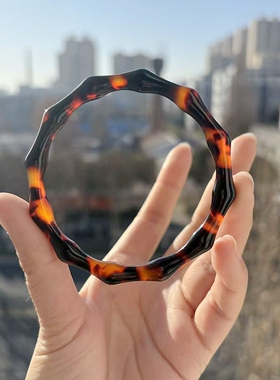 红花山龟甲壳花色竹节手镯豹纹