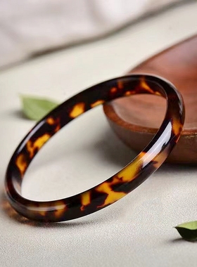 复古工艺半圆手镯瑁色镯子