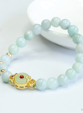 眷钰 天然缅甸A货翡翠手串玉石手链民族风珠宝批发代发S4100605